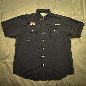 Columbia PFG Auburn Tigers Shirt Mens XL Fishing Short Sleeve NCAA College Navy